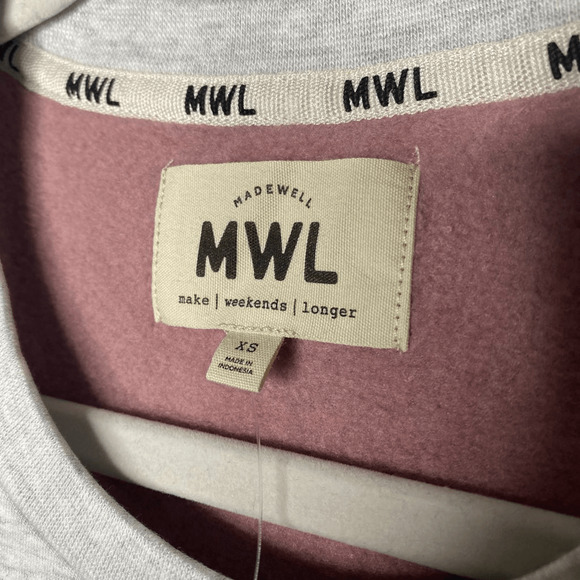 Madewell MWL Superbrushed Colorblock Easygoing Sweatshirt Crewneck Size XS Pink - Picture 3 of 8